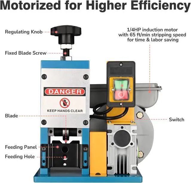 Alt view image 2 of 7 - 12" Powered Wire Stripping Machine Motorized Cable Stripper