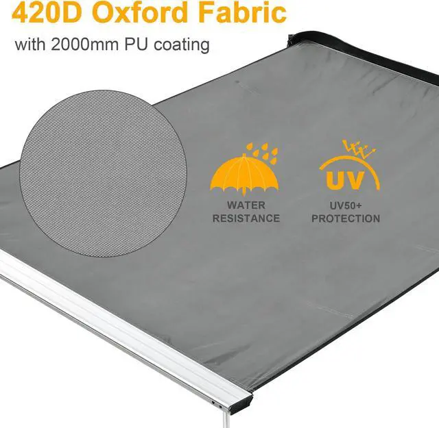 Alt view image 4 of 7 - Yescom Car Side Awning replacement 4.5x6 Ft Rooftop Tent UV50+(Only Awning Replacement Fabric Grey