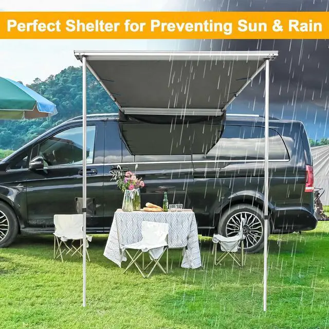 Alt view image 5 of 7 - Yescom Car Side Awning replacement 4.5x6 Ft Rooftop Tent UV50+(Only Awning Replacement Fabric Grey