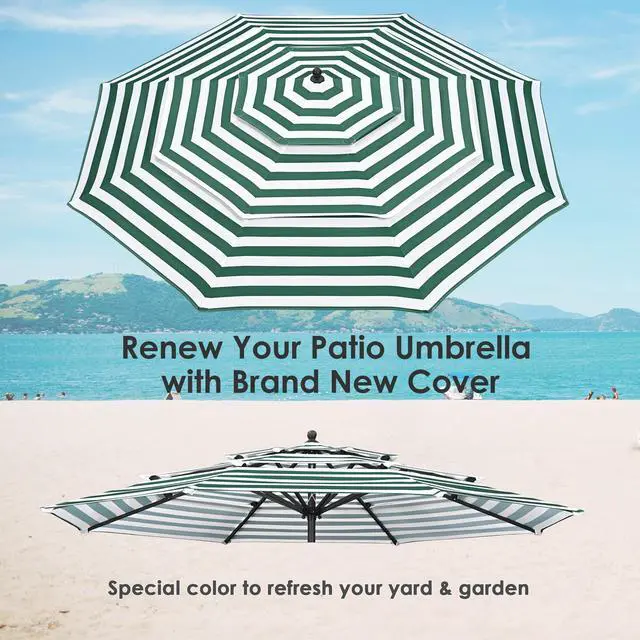 Alt view image 4 of 7 - Yescom 9 Ft 3-Tier Patio Umbrella Replacement Canopy Market Table Top Market Pool