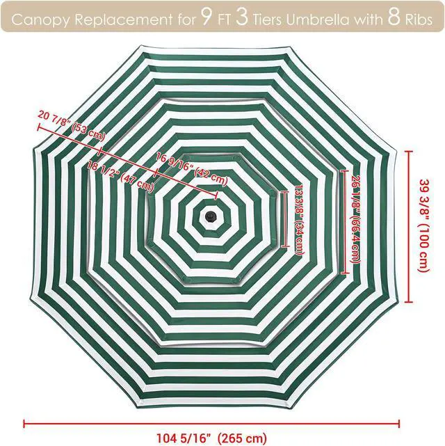 Alt view image 7 of 7 - Yescom 9 Ft 3-Tier Patio Umbrella Replacement Canopy Market Table Top Market Pool
