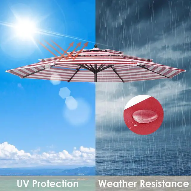 Alt view image 5 of 7 - Yescom 10 Ft 3-Tier Patio Umbrella Replacement Canopy Market Table Top Sunshade Cover