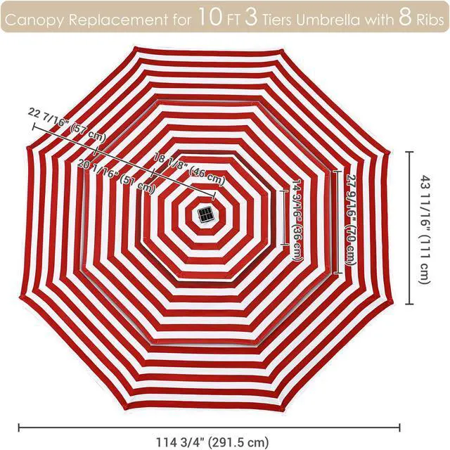 Alt view image 7 of 7 - Yescom 10 Ft 3-Tier Patio Umbrella Replacement Canopy Market Table Top Sunshade Cover