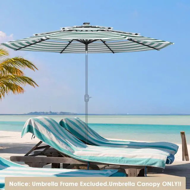 Alt view image 2 of 7 - Yescom 10 Ft 3-Tier Patio Umbrella Replacement Canopy Market Table Top Market Pool