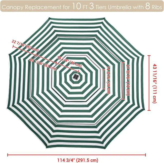 Alt view image 7 of 7 - Yescom 10 Ft 3-Tier Patio Umbrella Replacement Canopy Market Table Top Market Pool