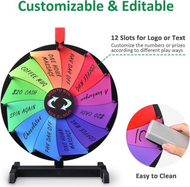 Alt view image 3 of 7 - WinSpin 18" Tabletop Color Prize Wheel 12 Slots Editable Fortune Spinning Wheel for Tradeshow Carnival Game Wheel, Pinwheel Series