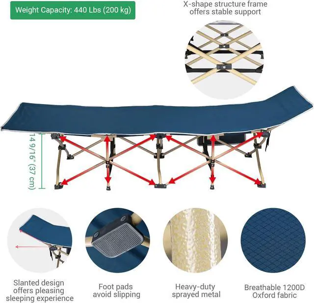 Alt view image 5 of 7 - Potable Collapsible Camping Cot Bed Carry Bag for Travel Home Office Nap Outdoor