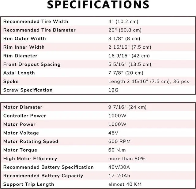 Alt view image 12 of 14 - Yescom 20"x4" Fat Tire 48V Ebike Electric Front Wheel Bicycle Conversion Kit 1000W Dual Controller