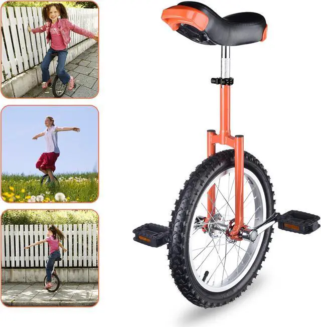 Alt view image 7 of 7 - Yescom 16 In Wheel Outdoor Unicycle Adjustable Seat Exercise Bicycle Balance Training for Adults Teenagers Kids, Orange