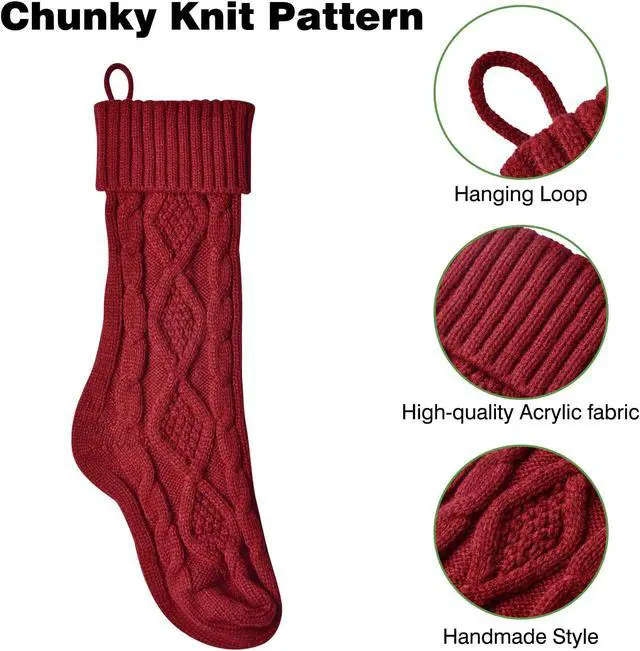 Alt view image 3 of 7 - Yescom 4 Pack Christmas Stockings & 8 Pack Stocking Holders Kit Handmade Red