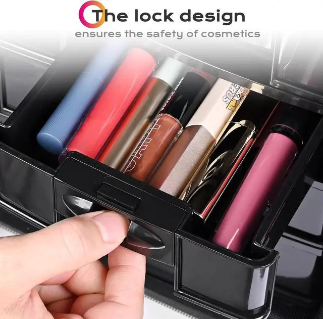 Alt view image 12 of 14 - Byootique Classic Black Rolling 2in1 Cosmetic Case Sided Makeup Artist Organizer