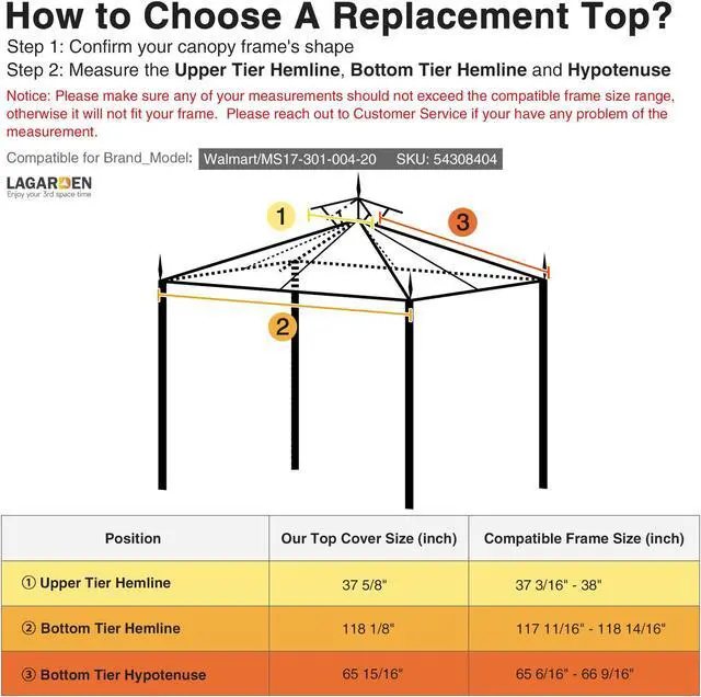 Alt view image 13 of 13 - Yescom 10x10Ft Canopy Cover Top 2Tier PU Water Resistance for Brand_Model Walmart/MS17-31-4-2 Arrow Gazebo Outdoor Beige
