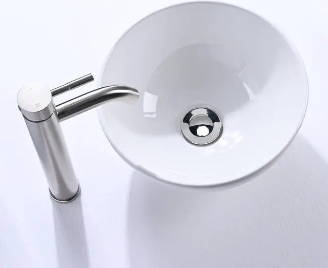 Alt view image 3 of 7 - Aquaterior Round Ceramic Vessel Sink Kit Bathroom Single Handle Faucet Drain