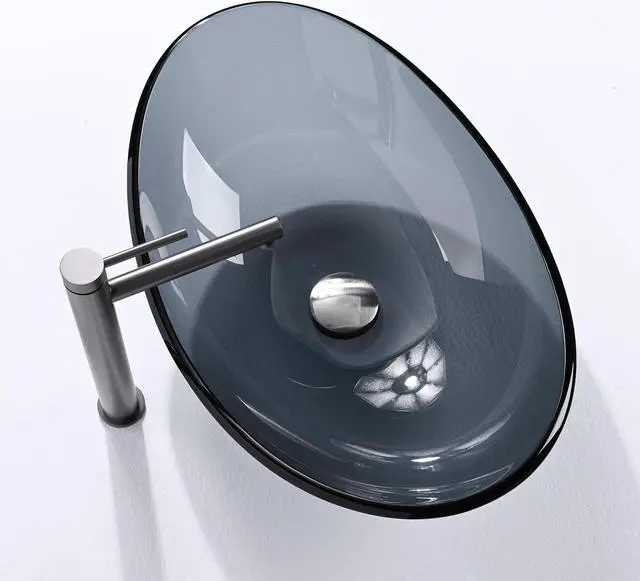 Alt view image 4 of 7 - Aquaterior Bathroom Tempered Glass Vessel Sink 16" Round Basin Bowl Transparent