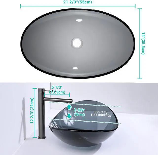 Alt view image 6 of 7 - Aquaterior Bathroom Tempered Glass Vessel Sink 16" Round Basin Bowl Transparent
