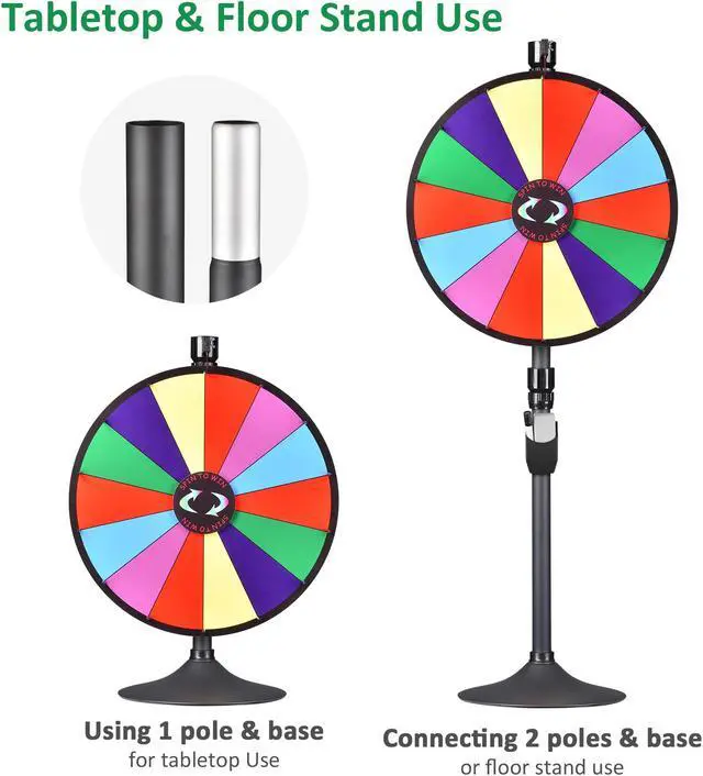 Alt view image 2 of 7 - WinSpin 24" Dual Use Prize Wheel Tabletop or Floor Stand Fortune Spinning Wheel for Tradeshow Carnival Game Wheel, Classic Series