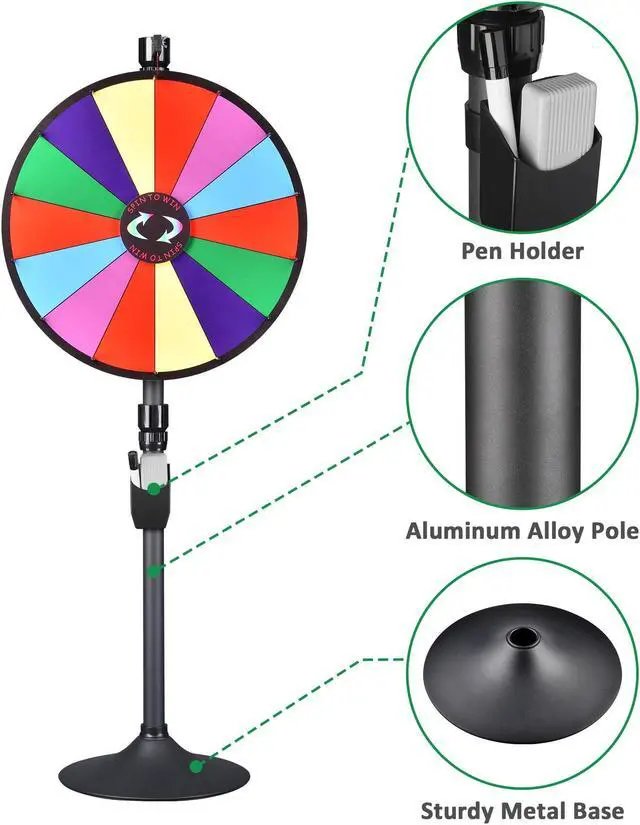 Alt view image 5 of 7 - WinSpin 24" Dual Use Prize Wheel Tabletop or Floor Stand Fortune Spinning Wheel for Tradeshow Carnival Game Wheel, Classic Series