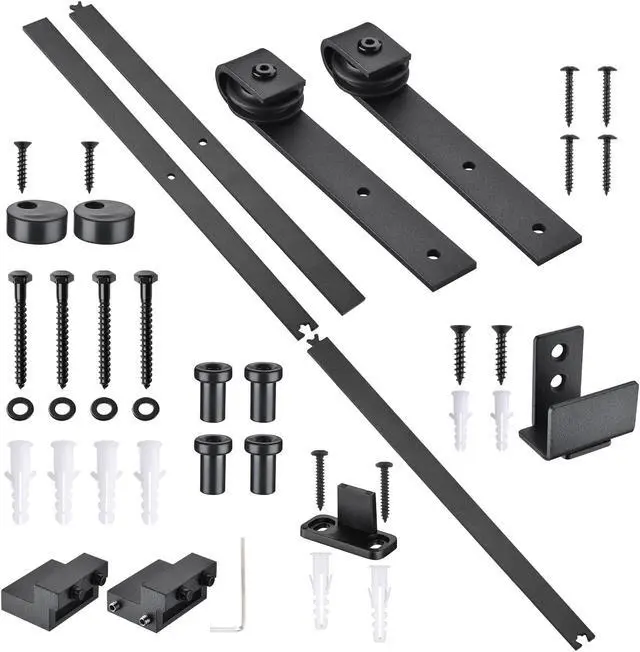 Main image of 4 Ft. Mini Sliding Single Barn Door Hardware Roller Track Rail Kit Cabinet TV Stand Closet Kitchen