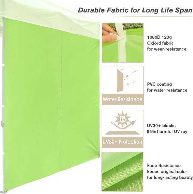 Alt view image 2 of 7 - InstaHibit Universal Privacy Sidewall UV30+ Fits 10x10ft Canopy Gazebo 2 Pieces
