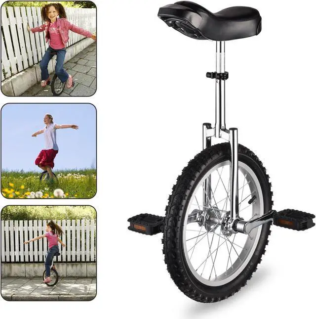 Alt view image 7 of 7 - Yescom 16 In Wheel Outdoor Unicycle Adjustable Seat Exercise Bicycle Balance Training for Adults Teenagers Kids, Silver