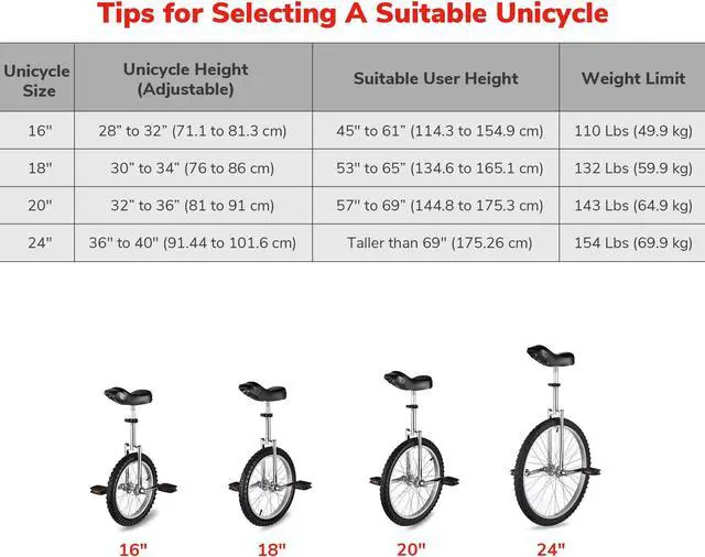 Alt view image 3 of 6 - Yescom 18 In Wheel Outdoor Unicycle Skid-proof Tire Fitness Bicycle Balance Training for Adults Teenagers Kids, Red