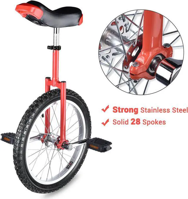 Alt view image 2 of 6 - Yescom 18 In Wheel Outdoor Unicycle Skid-proof Tire Fitness Bicycle Balance Training for Adults Teenagers Kids, Red