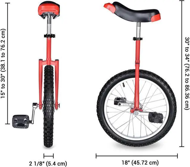 Alt view image 5 of 6 - Yescom 18 In Wheel Outdoor Unicycle Skid-proof Tire Fitness Bicycle Balance Training for Adults Teenagers Kids, Red