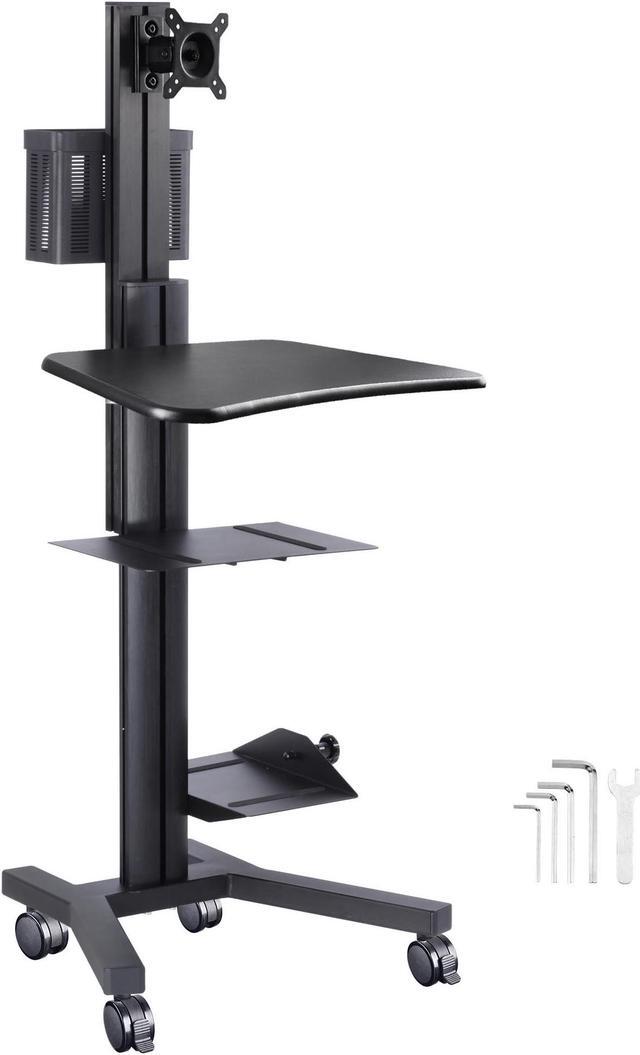 Main image of Desktop PC Rolling Mobile cart Sit/stand up Workstation w/ Monitor Holder & Printer Deck