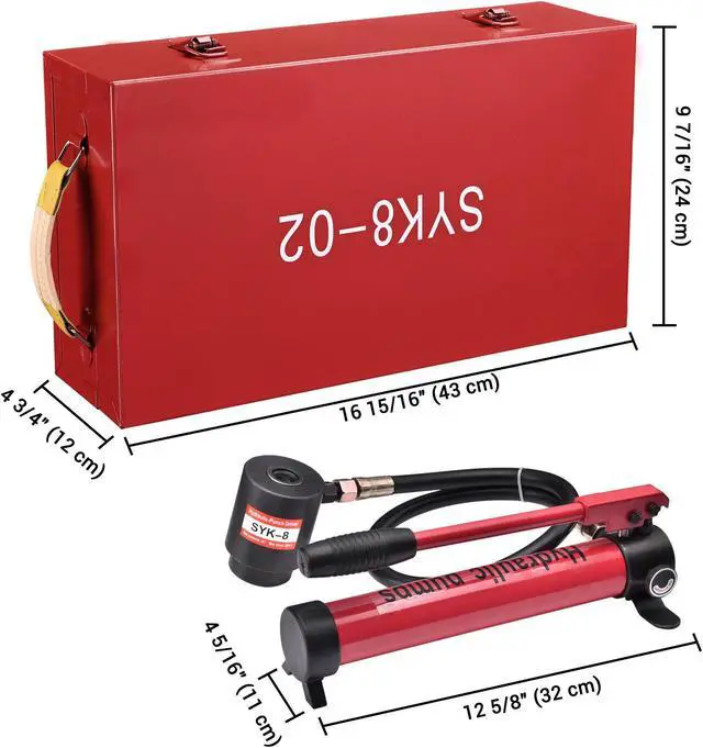 Alt view image 2 of 7 - Yescom 10 Ton Hydraulic Knockout Punch Set 1/2" to 2" Conduit Hole Puncher Tool Kit - Red