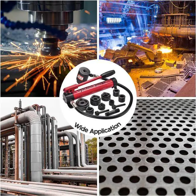 Alt view image 3 of 7 - Yescom 10 Ton Hydraulic Knockout Punch Set 1/2" to 2" Conduit Hole Puncher Tool Kit - Red