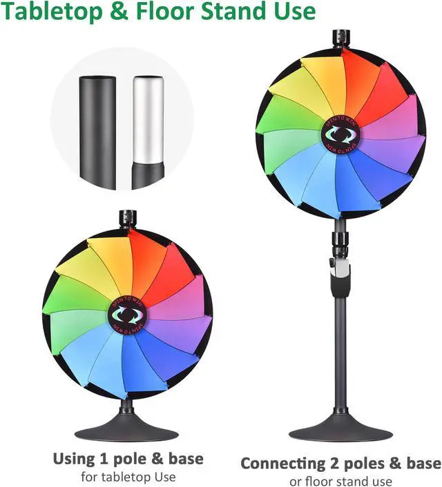 Alt view image 7 of 7 - WinSpin 24" Dual Use 12 Slots Prize Wheel 41x25" Prize Drop Game Board Party