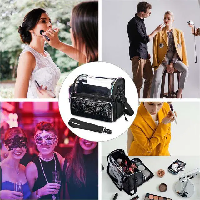 Alt view image 7 of 7 - Byootique Makeup Brush Case Portable Artist Brush Holder Stand-Up Travel Cosmetic Organizer Bag Easy to Clean Large Professional Artist Storage Bag with Shoulder Strap & Adjustable Dividers