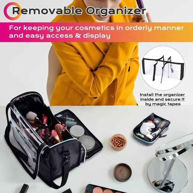 Alt view image 3 of 7 - Byootique Makeup Brush Case Portable Artist Brush Holder Stand-Up Travel Cosmetic Organizer Bag Easy to Clean Large Professional Artist Storage Bag with Shoulder Strap & Adjustable Dividers