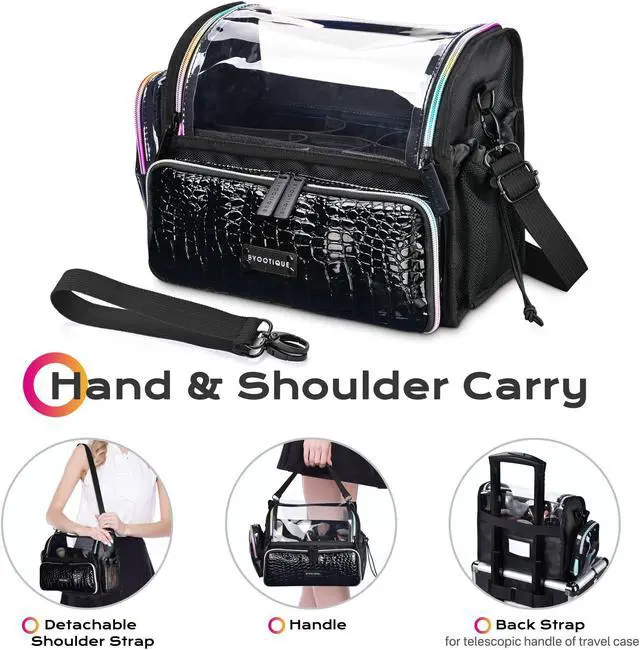 Alt view image 6 of 7 - Byootique Makeup Brush Case Portable Artist Brush Holder Stand-Up Travel Cosmetic Organizer Bag Easy to Clean Large Professional Artist Storage Bag with Shoulder Strap & Adjustable Dividers