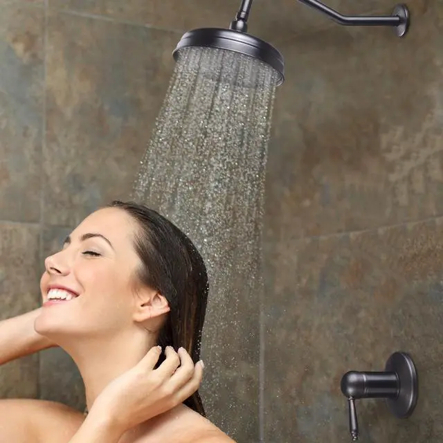 Alt view image 2 of 7 - 8" Wall Mounted Rain Shower Head Rainfall Faucet Bathroom Lavatory Home CUPC ORB