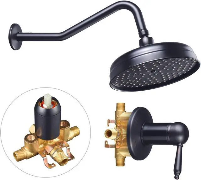 Alt view image 4 of 7 - 8" Wall Mounted Rain Shower Head Rainfall Faucet Bathroom Lavatory Home CUPC ORB