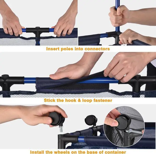 Alt view image 5 of 7 - Yescom Mesh Pool Storage Bin Cart Rolling Toys Bin Storage 214 Gallon Organizer Extra Large 6 Wheels with Black Cover Replacement