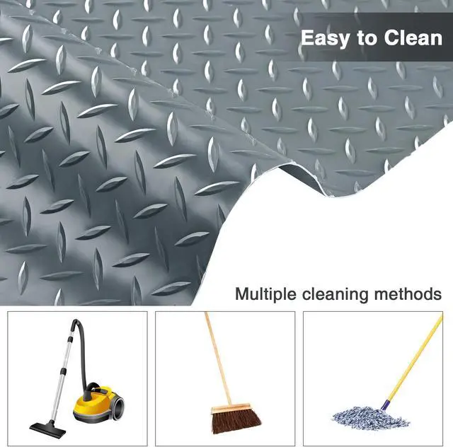 Alt view image 6 of 7 - Yescom 6x3 Ft Garage Floor Mat Roll Flooring Protector Cover Gray PVC Motor