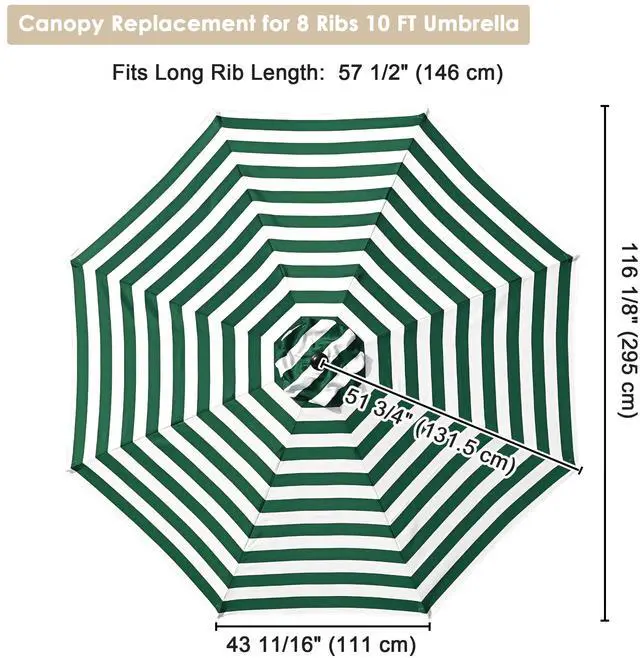 Alt view image 4 of 7 - Yescom 10 Ft Patio Umbrella Replacement Canopy Market Table Top Sunshade Cover Beach