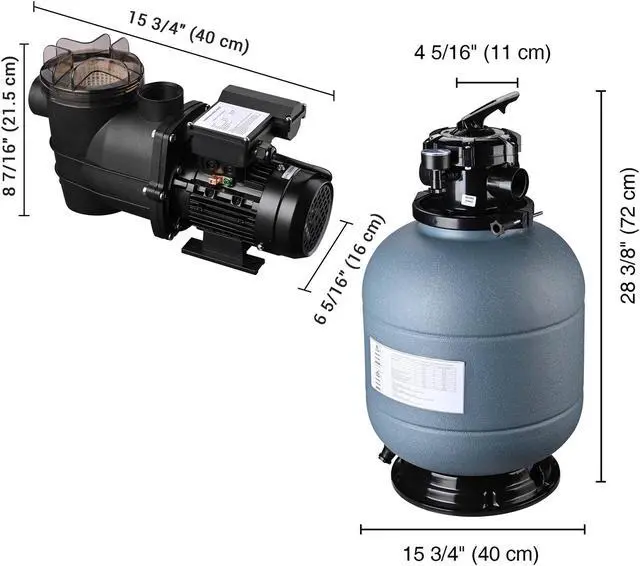 Alt view image 7 of 7 - Yescom 16" Sand Filter System w/ 3/4HP Pump Above Ground Swimming Pool Pond 5-Way Valve