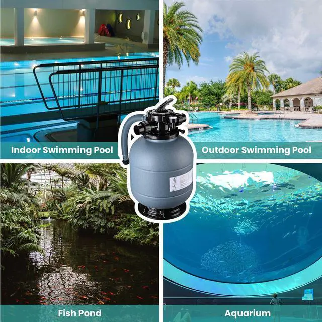 Alt view image 6 of 7 - Yescom 16" Sand Filter System w/ 3/4HP Pump Above Ground Swimming Pool Pond 5-Way Valve