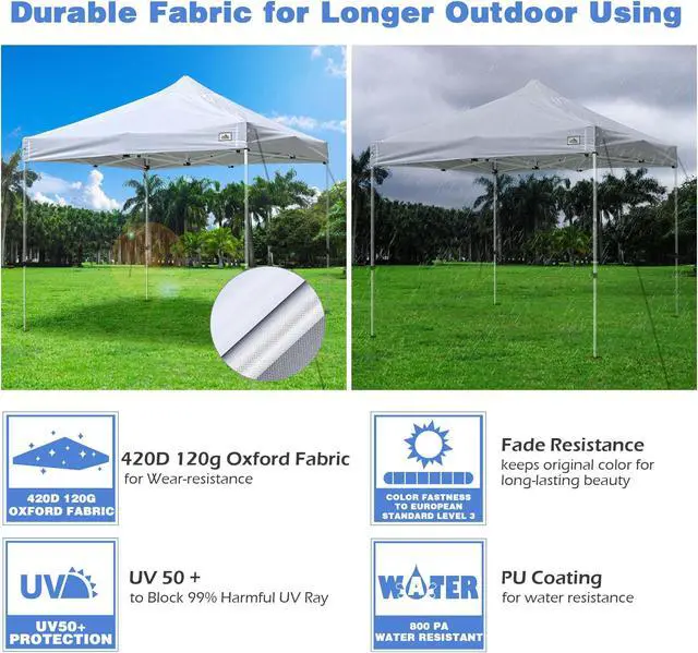 Alt view image 4 of 7 - InstaHibit 9.6x9.6Ft Replacement Pop up Canopy Top Sun Shade UV30+ Outdoor