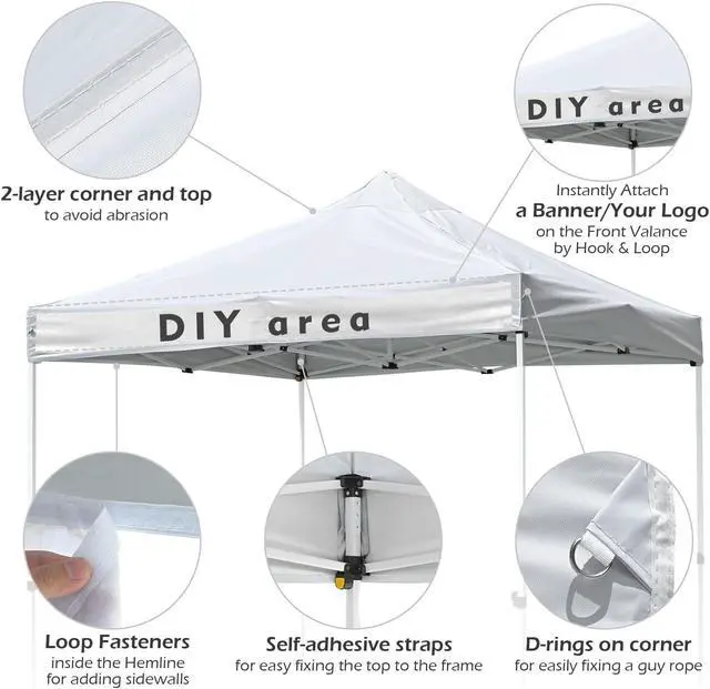 Alt view image 3 of 7 - InstaHibit 9.6x9.6Ft Replacement Pop up Canopy Top Sun Shade UV30+ Outdoor