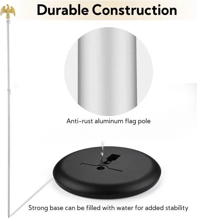 Alt view image 4 of 7 - Yescom 4 Pack 8Ft Sectional Indoor Flag Pole Set Aluminum w/ Eagle 3x5Ft US Flag