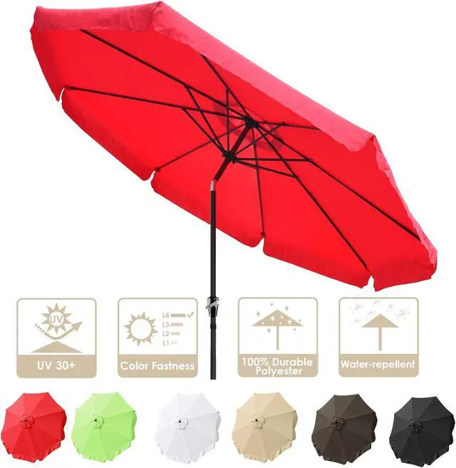Alt view image 3 of 7 - 10Ft 8 Rib Outdoor Patio Umbrella Market Valance Crank Tilt Garden Backyard
