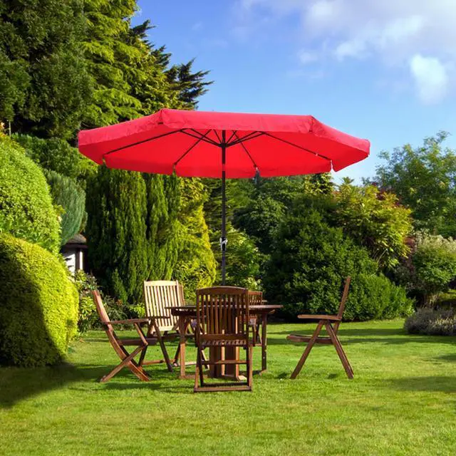 Alt view image 2 of 7 - 10Ft 8 Rib Outdoor Patio Umbrella Market Valance Crank Tilt Garden Backyard