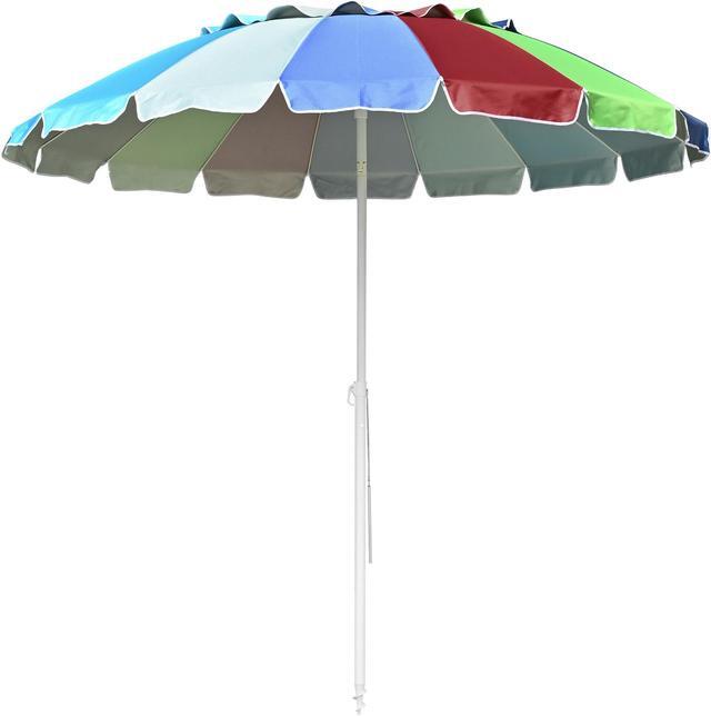 Main image of 8 ft Metal Rainbow Beach Patio Umbrella 16 Rib Tilt Market Table Umbrella Sunshade Cover