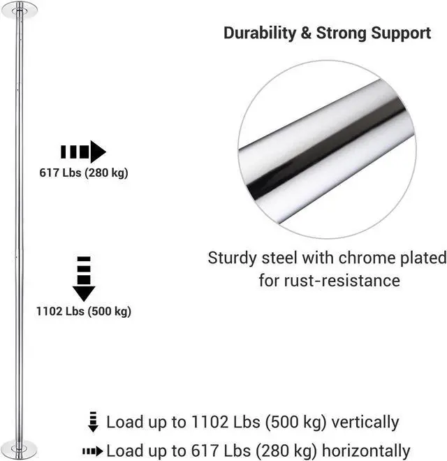 Alt view image 4 of 7 - Yescom Portable 12ft Dancing Pole Kit with Extensions Fitness Dance Exercise Club Home