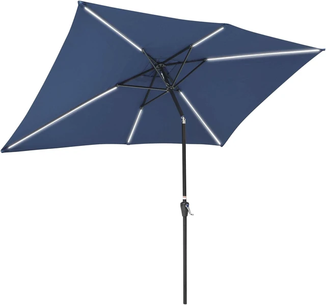 Main image of Yescom 10x6.5 Ft Solar Powered Patio Umbrella with Tilt and Crank Outdoor Poolside Yard