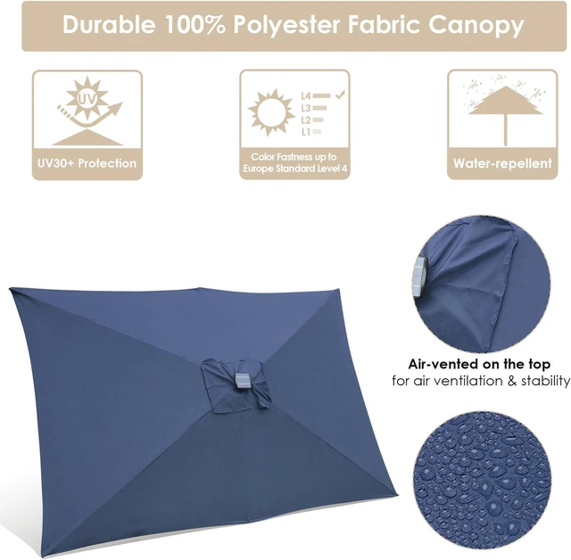 Alt view image 3 of 7 - Yescom 10x6.5 Ft Solar Powered Patio Umbrella with Tilt and Crank Outdoor Poolside Yard